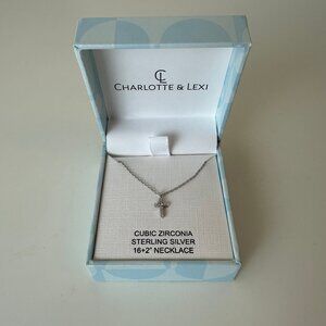 Charlotte and Lexi Cubic Zirconia Sterling Silver Cross Necklace